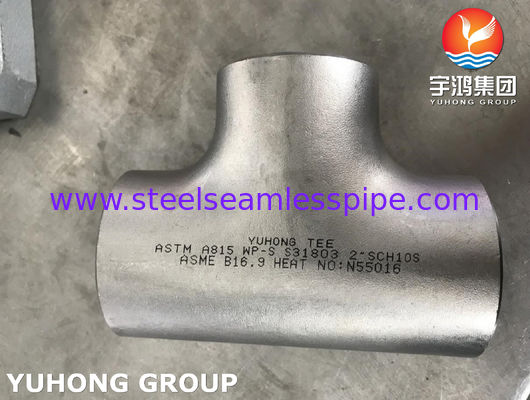 ডুপ্লেক্স স্টিল পাইপ ফিটিং সমান টি ASTM A815 S31803 B16.9 হিট এক্সচেঞ্জার তেল গ্যাস