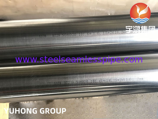 ASTM B729 NO8020 স্টেইনলেস স্টীল বিজোড় পাইপহিট এক্সচেঞ্জার টিউব রাসায়নিক তেল