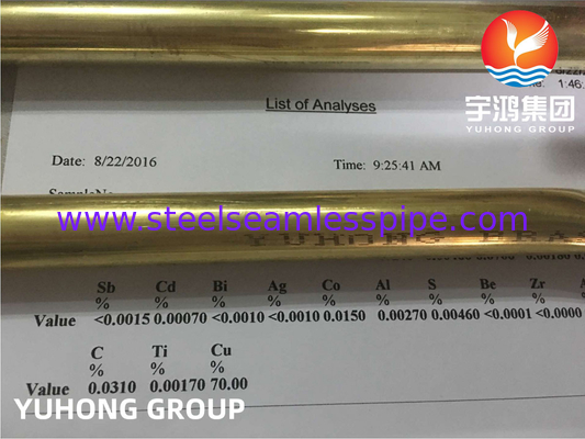ASTM B111 / ASME SB111 C44300 কপার নিকেল টিউব কনডেনসার কুলিং সিস্টেম অ্যাপ্লিকেশনের জন্য সিউমলেস