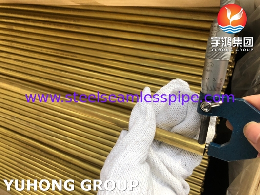 তামা খাদ ব্রাস টিউব ASTM B111 C44300 C68700 C70600 25.4mm*1.245mm*12995mm কনডেন্সার এয়ার কুলার রেডিয়েটার