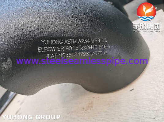 ASTM A234 WP9 CL1 90° ELBOW BW SR 5&quot; SCH40 সিউমলেস পাইপ ফিটিং