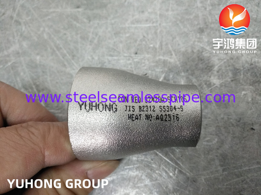 JIS B2312 SS304 সিউমলেস বট ওয়েল্ড রিডাক্টর ECC রিডাক্টর স্টেইনলেস স্টীল ফিটিং