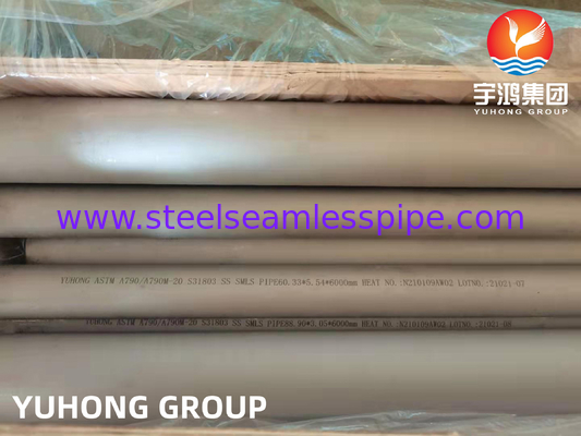 এএসটিএম A790 S31803 F51 পেট্রোকেমিক্যাল সরঞ্জামের জন্য ডুপ্লেক্স স্টেইনলেস স্টীল সিউমলেস পাইপ