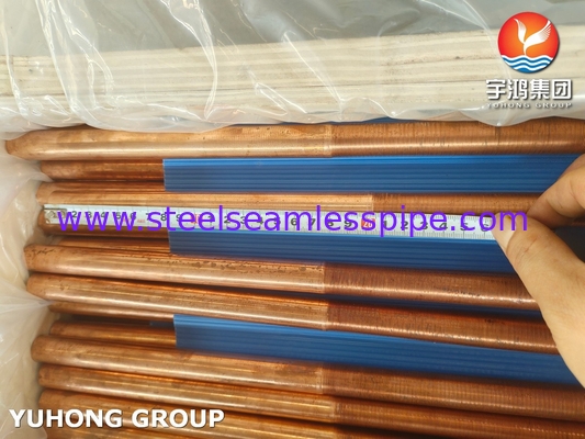 ASTM B111 UNS C12200 সিউমলেস কপার টিউব তাপ এক্সচেঞ্জার লো ফিন টিউব