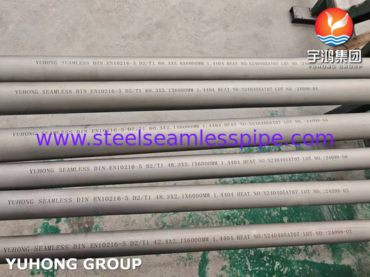 স্টেইনলেস স্টীল সিউমলেস পাইপ EN 10216-5 D2/T1 1.4404 TP316L তেল এবং গ্যাসের জন্য