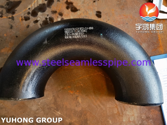 ASTM A234 WP22 CL1 / CL3 খাদ ইস্পাত ফিটিং Buttweld 180° Elbow কালো আঁকা
