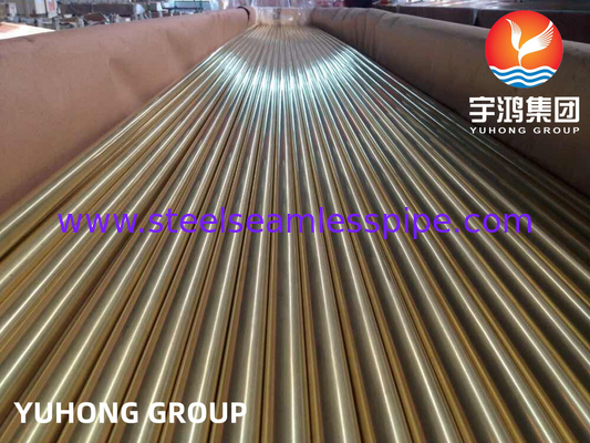 ASME SB111 C44300 সিউমলেস ব্রাস টিউব তাপ এক্সচেঞ্জারের জন্য তামা টিউব