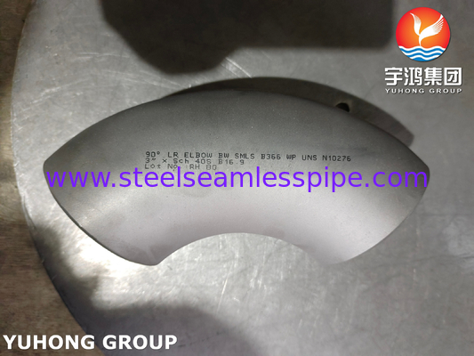স্টেইনলেস স্টীল ফিটিংস নিকেল খাদ ASTM B366 WP UNS N10276 90°LR ELBOW B16.9