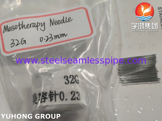 প্লাস্টিক সার্জারি জন্য 32G স্টেইনলেস স্টীল Mesotherapy সুই টিউব, Tri-bevelled সুই পয়েন্ট