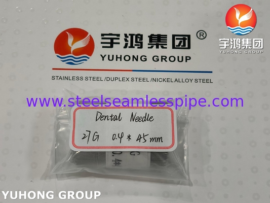ISO9626, 27G 0.4*45MM, স্টেইনলেস স্টীল মেডিকেল ডেন্টাল ইগল টিউব, বেভেলড পয়েন্ট