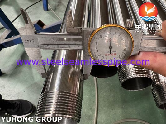 ASTM A270 TP304 স্যানিটারি স্টেইনলেস স্টিল টিউব, বাইরের থ্রেড প্রান্ত সহ