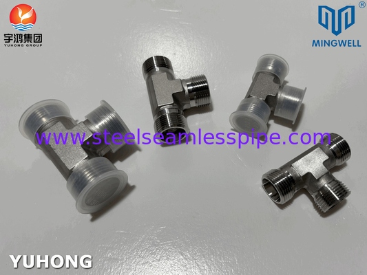 স্টেইনলেস স্টীল অ্যাডাপ্টার Tees NPT G PT SS316L হাইড্রোলিক গঠনের