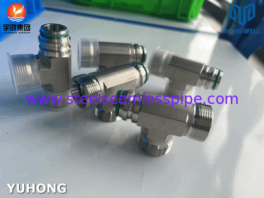 স্টেইনলেস স্টীল অ্যাডাপ্টার Tees NPT G PT SS316L হাইড্রোলিক গঠনের