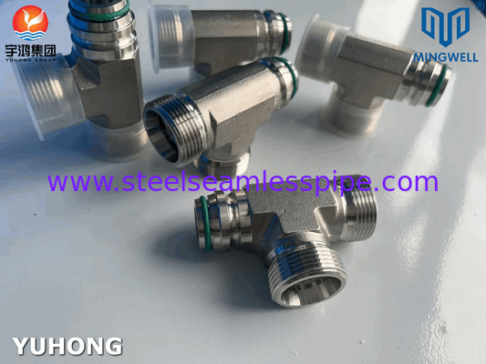 স্টেইনলেস স্টীল অ্যাডাপ্টার Tees NPT G PT SS316L হাইড্রোলিক গঠনের