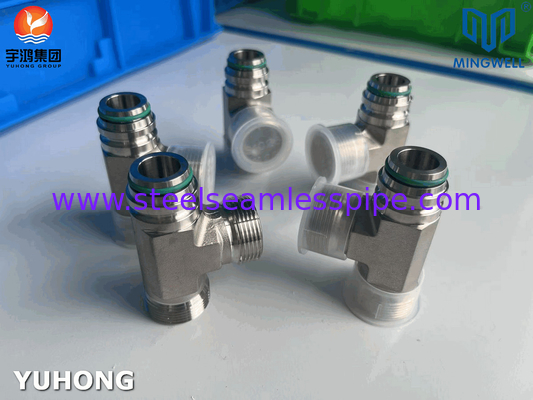স্টেইনলেস স্টীল অ্যাডাপ্টার Tees NPT G PT SS316L হাইড্রোলিক গঠনের