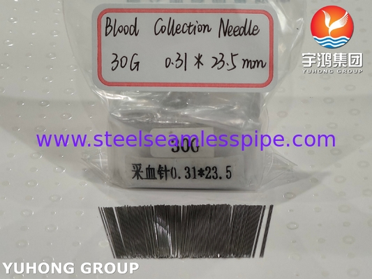 ISO9626 SUS304 30G 0.31*23.5MM নমুনা পরীক্ষার জন্য মেডিকেল সলিড বেভেলড ব্লাড ল্যানসেট