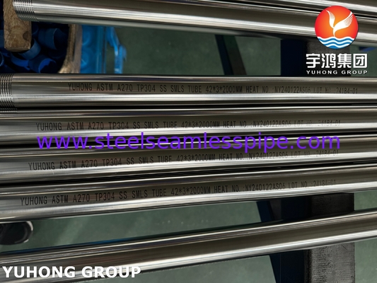 ASTM A270 TP304 (S30400) খাদ্য শিল্পের জন্য অস্টেনিটিক স্টেইনলেস স্টিলের নির্বিঘ্ন স্যানিটারি টিউব