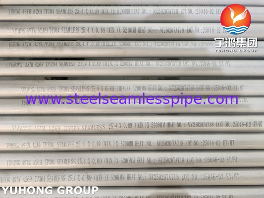 ASTM A269 TP304 স্টেইনলেস স্টিল সিমলেস টিউব, হিট এক্সচেঞ্জার এবং সাধারণ ব্যবহারের জন্য অ্যাসিড-ধোয়া অ্যানিল করা