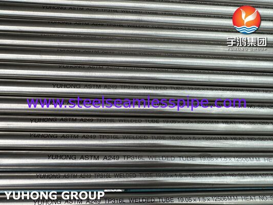 ASTM A249 TP316L জল শীতল টাওয়ার জন্য ঝালাই উজ্জ্বল Annealed স্টেইনলেস স্টীল টিউব