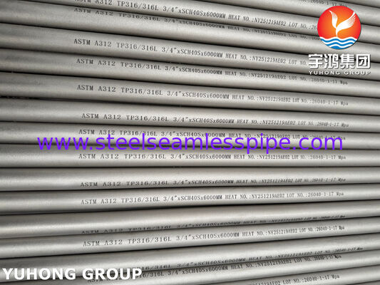 এএসটিএম A312 TP316L / UNS S31603 / EN 1.4404 শিল্পের জন্য স্টেইনলেস স্টীল সিউমলেস পাইপ