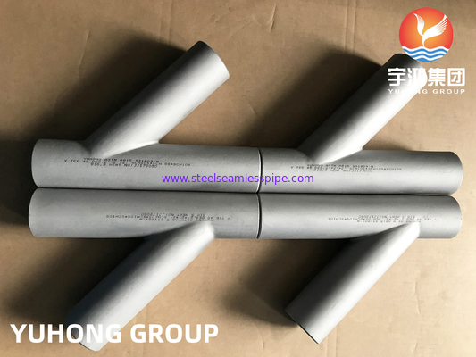 ডুপ্লেক্স স্টীল এএসটিএম A815 S31803, Y- আকৃতির টি, বিট ওয়েল্ড পাইপ ফিটিং B16 ।9