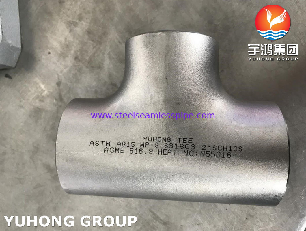 ডুপ্লেক্স স্টিল পাইপ ফিটিং সমান টি ASTM A815 S31803 B16.9 হিট এক্সচেঞ্জার তেল গ্যাস