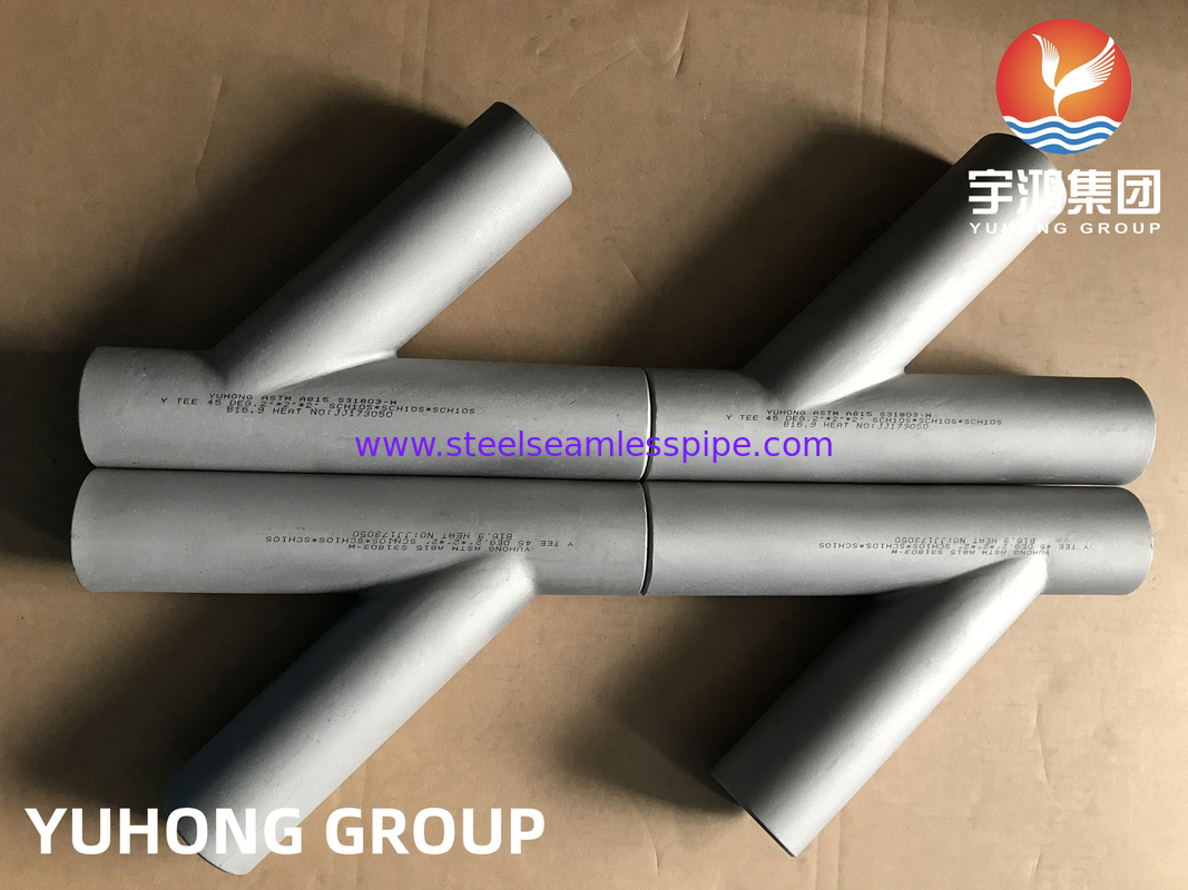 ASTM A815 S31803-W Y TEE বাট ঢালাই ফিটিং B16.9 তেল পরিশোধন সার গ্যাস