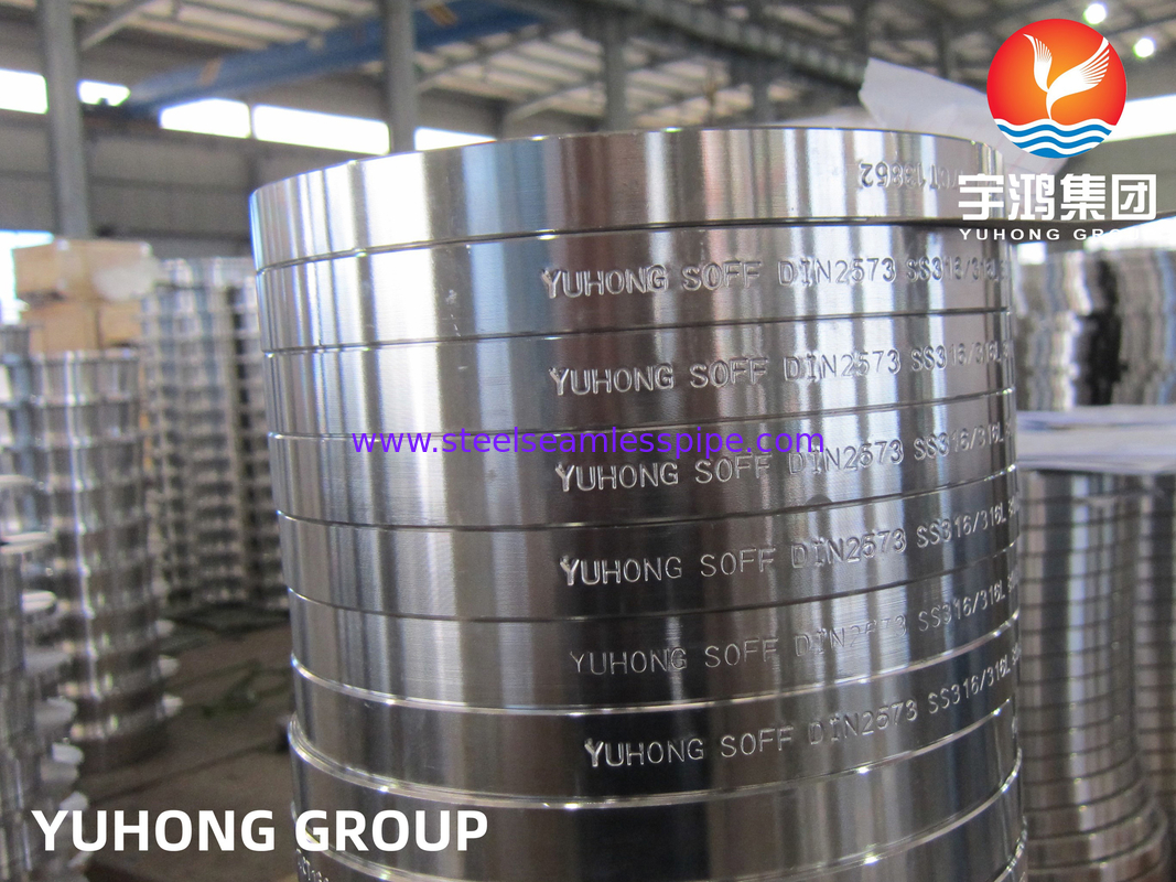 DIN2573, ASTM A182 F316 F316L, কাঠের স্টেইনলেস স্টীল স্লিপ অন ফ্ল্যাঞ্জস, ফ্ল্যাট ফেস B165
