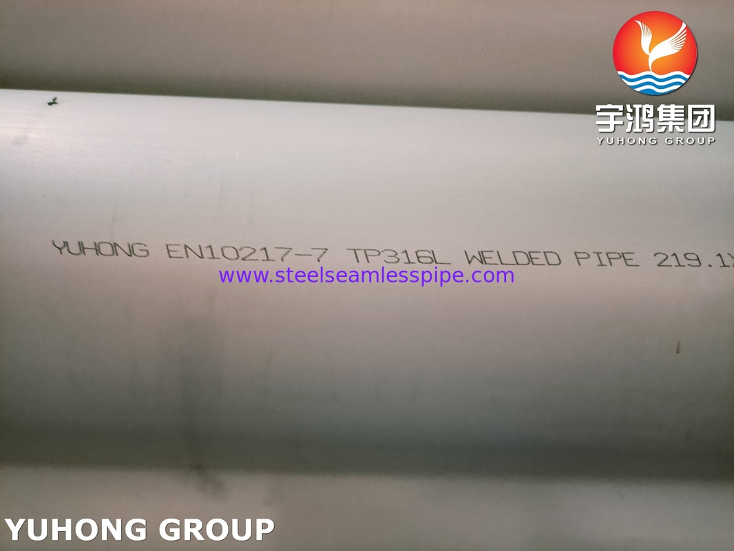 TP316L EN 1.4404 বর্জ্য জল পরিশোধন কেন্দ্রের জন্য ERW পাইপ EN10217-7 স্ট্যান্ডার্ড দক্ষতা