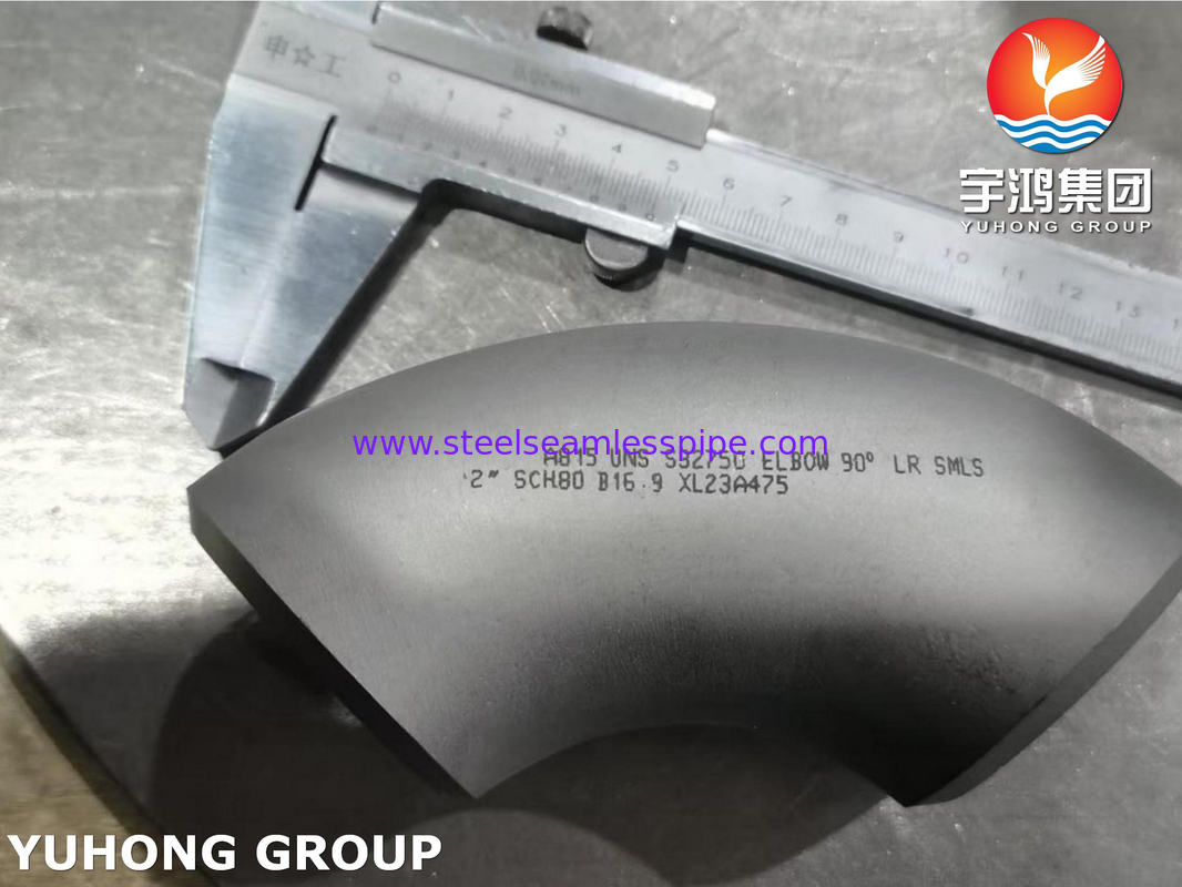ASTM A815 S32750 ডুপ্লেক্স স্টেইনলেস স্টিল ফিটিং এলবো ৯০ ডিগ্রী লং রেডিয়াস বাটওয়েল্ড B16.9