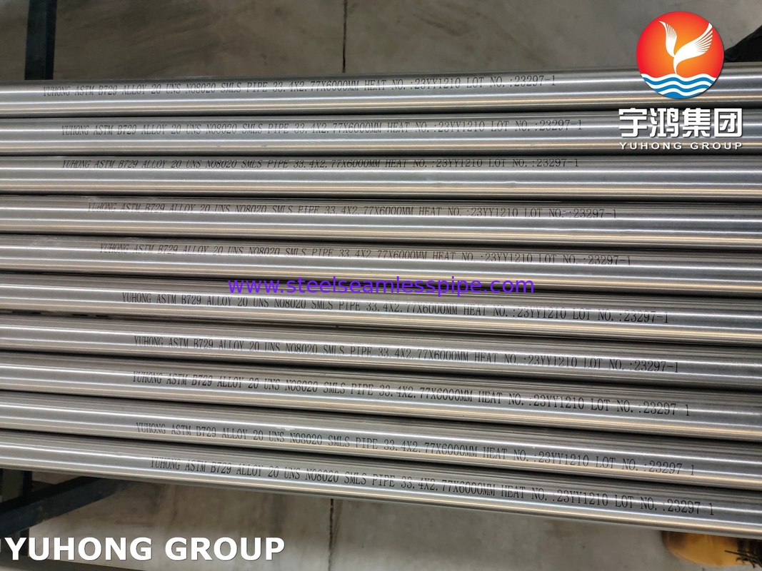 ASME SB729 UNS N08020 ফসফরিক এসিড বাষ্পীভবন জন্য নিকেল খাদ seamless পাইপ