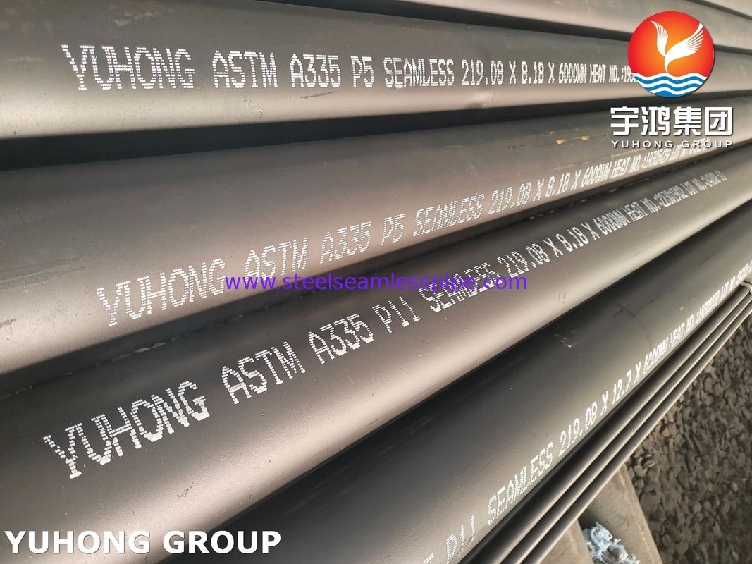 ASTM A335 P11 P22 ALLOY STEEL SEAMLESS PIPE SCH80 SCH40 কালো পেইন্টিং সারফেস তেল ও গ্যাসের জন্য বেভেলড প্লেইন শেষ