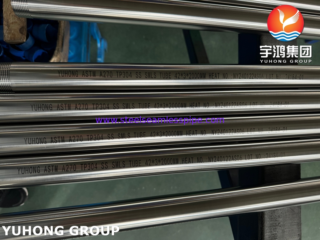 ASTM A270 TP304 (S30400) খাদ্য শিল্পের জন্য অস্টেনিটিক স্টেইনলেস স্টিলের নির্বিঘ্ন স্যানিটারি টিউব