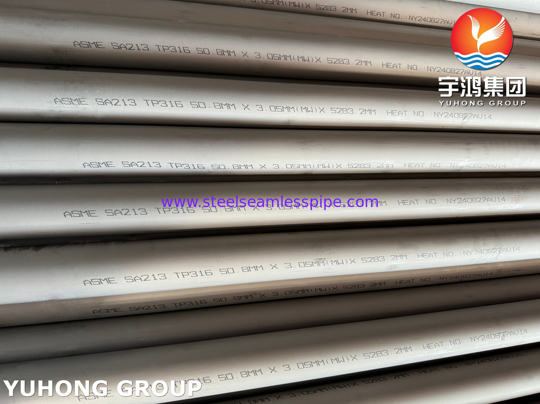 ASME SA213 TP316 (UNS S31600) গরম এক্সচেঞ্জার এবং বয়লারের জন্য স্টেইনলেস সিউমলেস টিউব