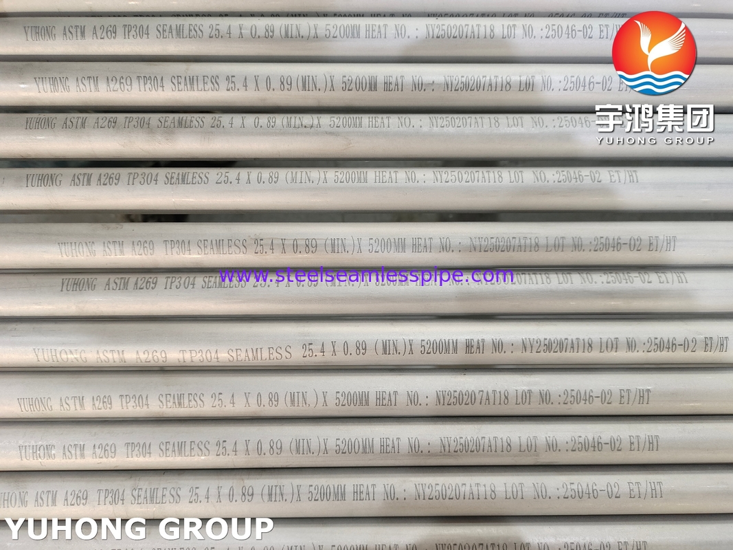 ASTM A269 TP304 স্টেইনলেস স্টিল সিমলেস টিউব, হিট এক্সচেঞ্জার এবং সাধারণ ব্যবহারের জন্য অ্যাসিড-ধোয়া অ্যানিল করা