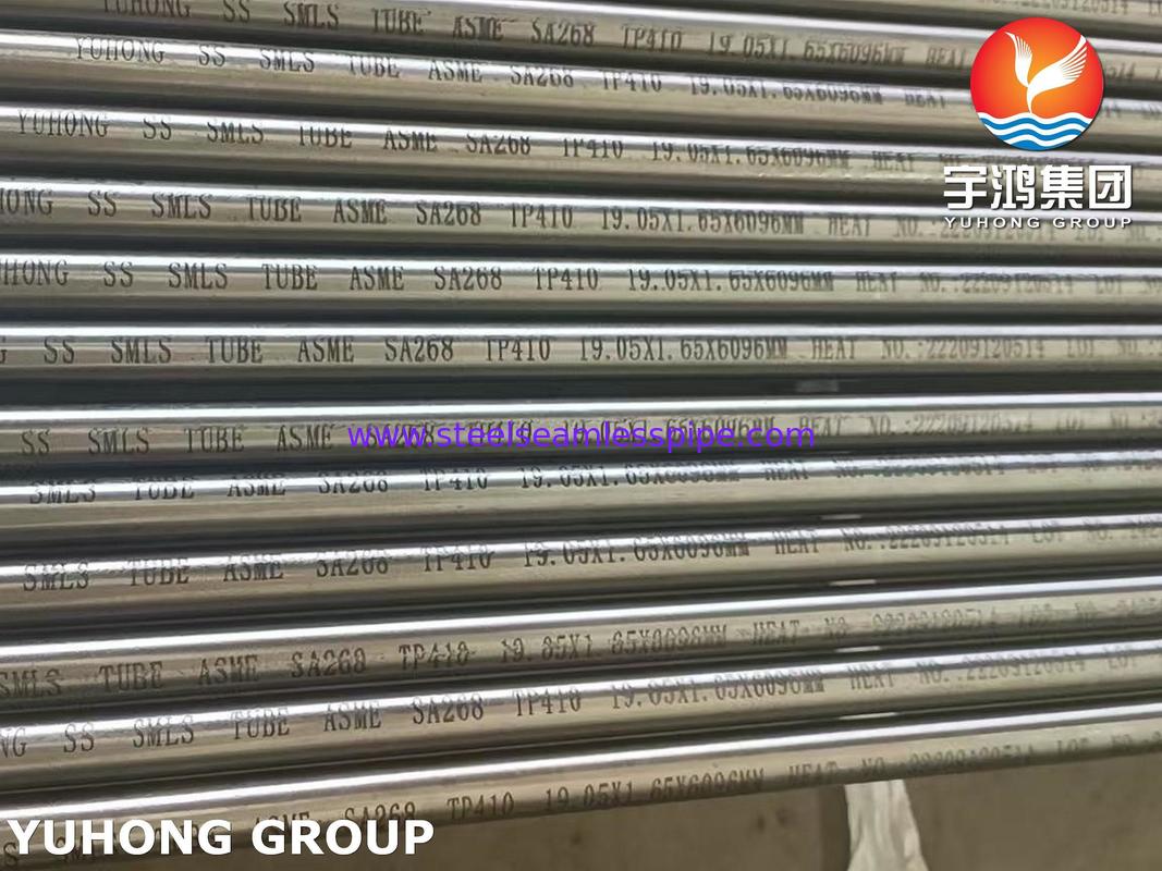 ASME SA268 TP410 (1.4006) তাপ এক্সচেঞ্জার এবং বয়লার জন্য সিউমলেস স্টেইনলেস স্টীল টিউব