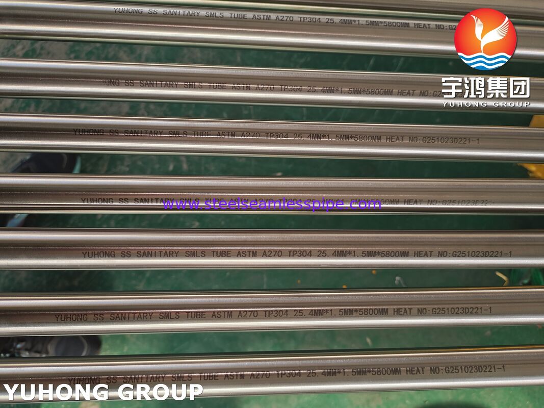 ASTM A270 TP304 স্টেইনলেস স্টীল উজ্জ্বল অ্যানিলড সিউমলেস স্যানিটারি টিউব খাদ্য প্রক্রিয়াকরণের জন্য
