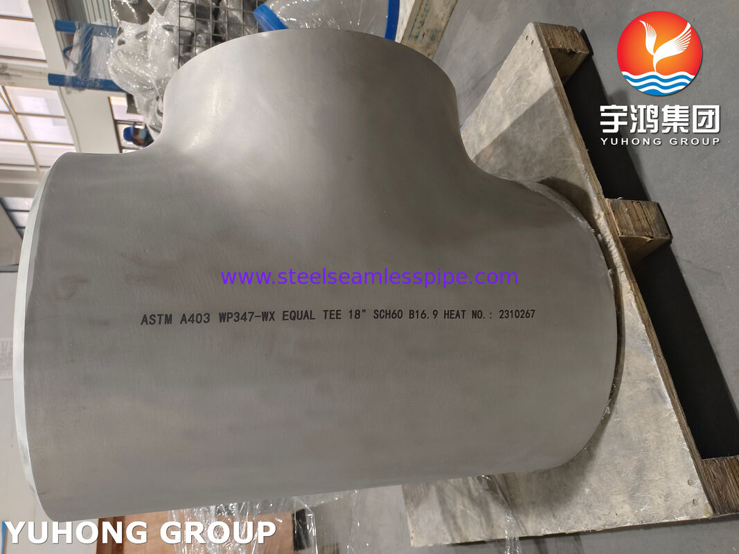 ASTM A403 WP347-WX স্টেইনলেস স্টিল পাইপ ফিটিং ASME B16.9 বাটওয়েল্ড ইকুয়াল টি