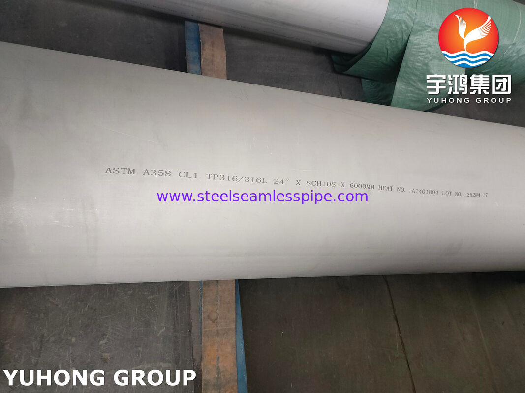 পেট্রোকেমিক্যাল শিল্পের জন্য ASTM A358 CL1 TP316 / TP316L স্টেইনলেস স্টিল ওয়েল্ডেড পাইপ 100% RT