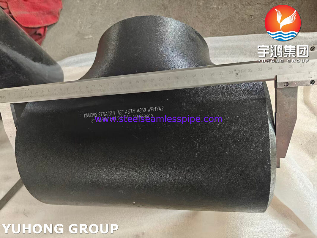 ASTM A860 WPHY 42 কার্বন স্টিল স্ট্রেইট টি ASME B16.9 স্টিল বাটওয়েল্ড পাইপ ফিটিং
