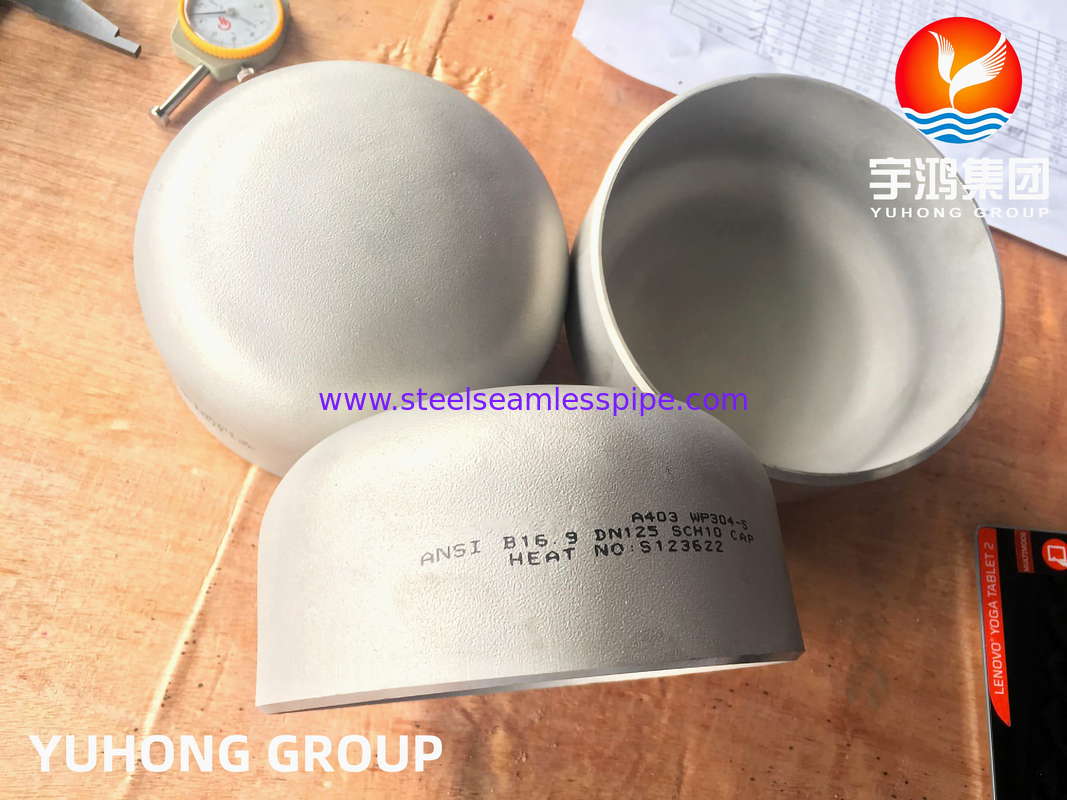A403 WP304 / WP304L স্টেইনলেস স্টিল ক্যাপ, বাট ওয়েল্ড ফিটিংস B16.9, চাপপূর্ণ পাত্র তৈরির জন্য