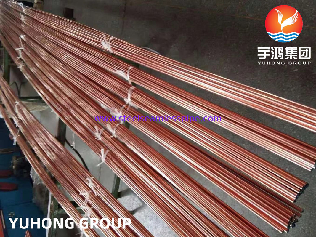 ASTM B111 / ASME SB111 TP2 UNS C12200 DHP কপার টিউব সিউমলেস হিট এক্সচেঞ্জার টিউব