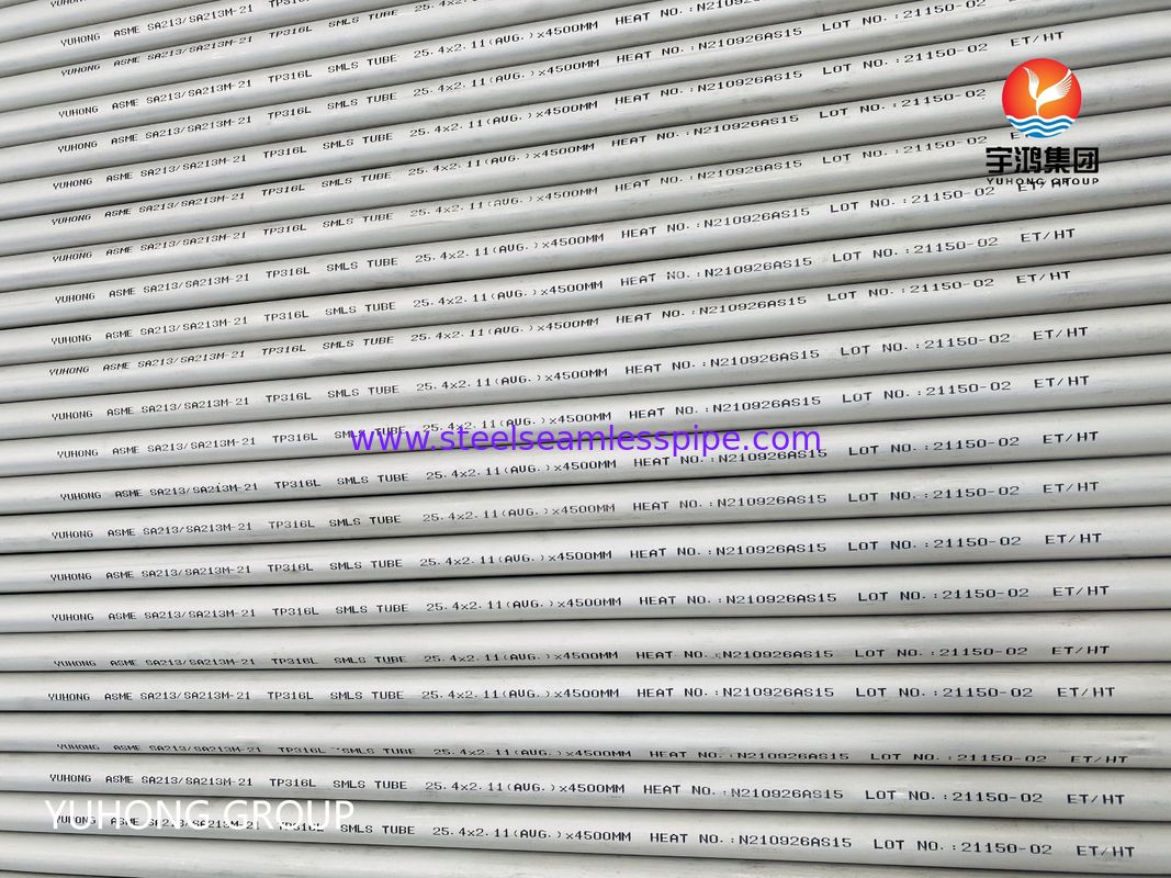 ASTM A213 TP316L ক্লোরাইড ক্ষয় প্রতিরোধের সঙ্গে উচ্চ তাপমাত্রা তাপ এক্সচেঞ্জার জন্য ঠান্ডা ঘূর্ণিত স্টেইনলেস স্টীল seamless পাইপ