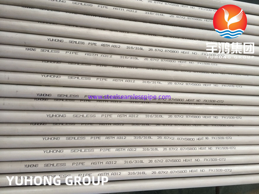 Tubos de Acero Inoxidable Sin Costura ASTM A312 TP304L TP316L অ্যানিলড পিকলিং 100% UT ET