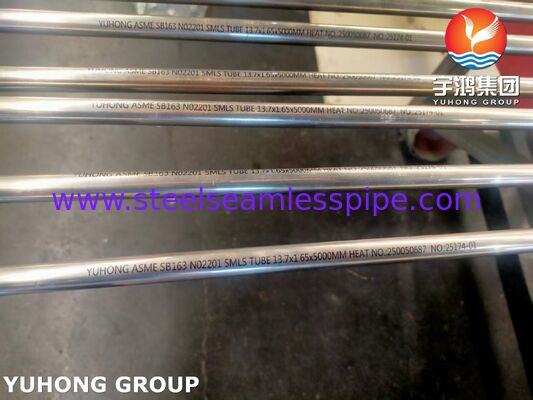 ASME SB163 UNS N02201 তাপ এক্সচেঞ্জার এবং কনডেনসার জন্য সিউমলেস নিকেল খাদ টিউব