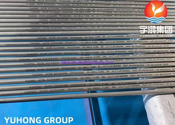 স্টেইনলেস স্টীল বিজোড় টিউব Pickled এবং Annealed ASTM A269 / ASME SA269 TP316L আকার: 10*0.65*6000mm