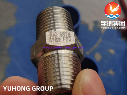 এএসটিএম এ 182 এফ 53 হেক্স নিপল টিবি 1/2 '' 3000 # এনপিটি বি 16.11 সুপার ডুপ্লেক্স স্টিল জাল ফিটিং