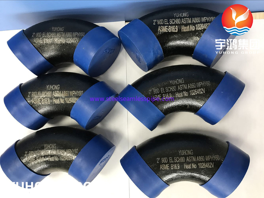 ASTM A860 WPHY60 SCH40 BW B16.9 স্টিল পাইপ ফিটিং কালো পেইন্টিং